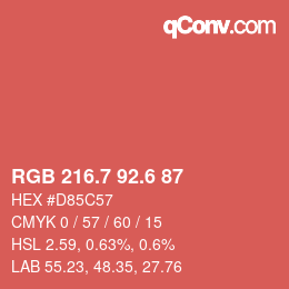 カラーコード: RGB 216.7 92.6 87 | qconv.com