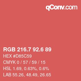 カラーコード: RGB 216.7 92.6 89 | qconv.com