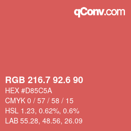 カラーコード: RGB 216.7 92.6 90 | qconv.com
