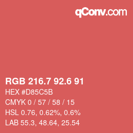 カラーコード: RGB 216.7 92.6 91 | qconv.com
