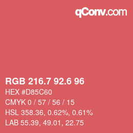 カラーコード: RGB 216.7 92.6 96 | qconv.com
