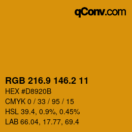 カラーコード: RGB 216.9 146.2 11 | qconv.com