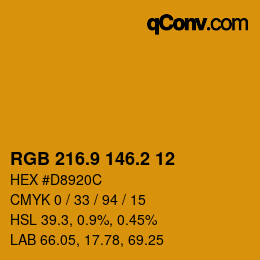 カラーコード: RGB 216.9 146.2 12 | qconv.com