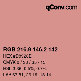 Color code: RGB 216.9 146.2 142 | qconv.com