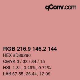 Farbcode: RGB 216.9 146.2 144 | qconv.com