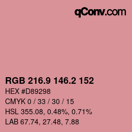 カラーコード: RGB 216.9 146.2 152 | qconv.com