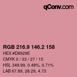 Color code: RGB 216.9 146.2 158 | qconv.com
