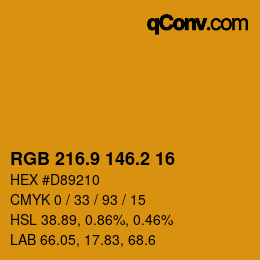 カラーコード: RGB 216.9 146.2 16 | qconv.com