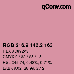 Color code: RGB 216.9 146.2 163 | qconv.com
