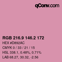 Farbcode: RGB 216.9 146.2 172 | qconv.com