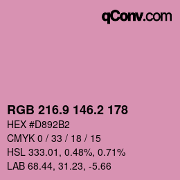 Farbcode: RGB 216.9 146.2 178 | qconv.com