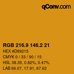 カラーコード: RGB 216.9 146.2 21 | qconv.com