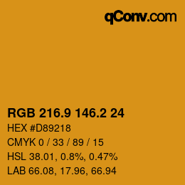 カラーコード: RGB 216.9 146.2 24 | qconv.com