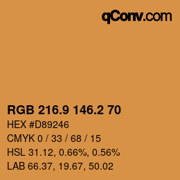 カラーコード: RGB 216.9 146.2 70 | qconv.com