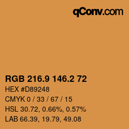 カラーコード: RGB 216.9 146.2 72 | qconv.com