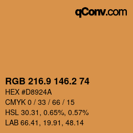 カラーコード: RGB 216.9 146.2 74 | qconv.com