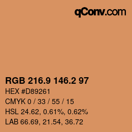 カラーコード: RGB 216.9 146.2 97 | qconv.com