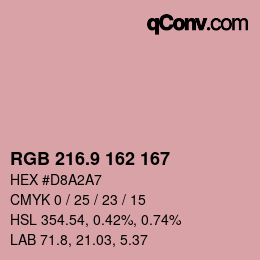 カラーコード: RGB 216.9 162 167 | qconv.com