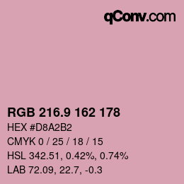 カラーコード: RGB 216.9 162 178 | qconv.com