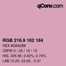 カラーコード: RGB 216.9 162 184 | qconv.com