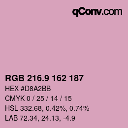 カラーコード: RGB 216.9 162 187 | qconv.com