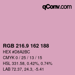 カラーコード: RGB 216.9 162 188 | qconv.com