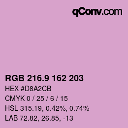 カラーコード: RGB 216.9 162 203 | qconv.com