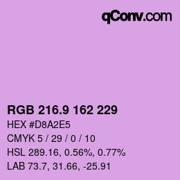 カラーコード: RGB 216.9 162 229 | qconv.com