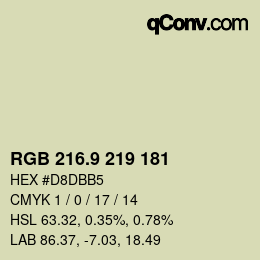 カラーコード: RGB 216.9 219 181 | qconv.com