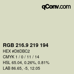 カラーコード: RGB 216.9 219 194 | qconv.com