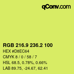 カラーコード: RGB 216.9 236.2 100 | qconv.com