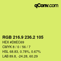 カラーコード: RGB 216.9 236.2 105 | qconv.com