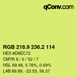 カラーコード: RGB 216.9 236.2 114 | qconv.com