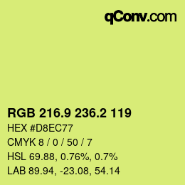 カラーコード: RGB 216.9 236.2 119 | qconv.com