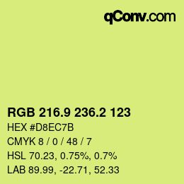 カラーコード: RGB 216.9 236.2 123 | qconv.com