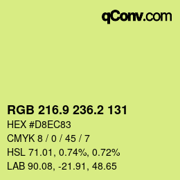 カラーコード: RGB 216.9 236.2 131 | qconv.com