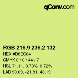 カラーコード: RGB 216.9 236.2 132 | qconv.com