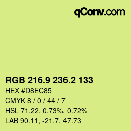 カラーコード: RGB 216.9 236.2 133 | qconv.com