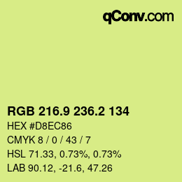 カラーコード: RGB 216.9 236.2 134 | qconv.com
