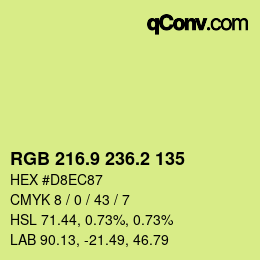 カラーコード: RGB 216.9 236.2 135 | qconv.com