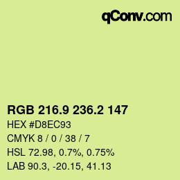 カラーコード: RGB 216.9 236.2 147 | qconv.com