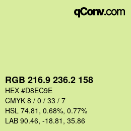 カラーコード: RGB 216.9 236.2 158 | qconv.com