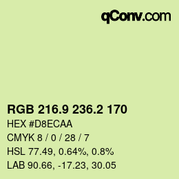 Color code: RGB 216.9 236.2 170 | qconv.com
