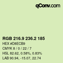 カラーコード: RGB 216.9 236.2 185 | qconv.com