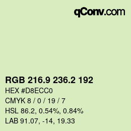Color code: RGB 216.9 236.2 192 | qconv.com
