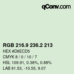 カラーコード: RGB 216.9 236.2 213 | qconv.com