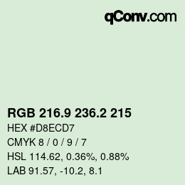 カラーコード: RGB 216.9 236.2 215 | qconv.com