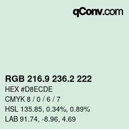 カラーコード: RGB 216.9 236.2 222 | qconv.com