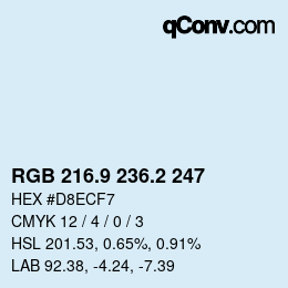カラーコード: RGB 216.9 236.2 247 | qconv.com