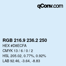 Color code: RGB 216.9 236.2 250 | qconv.com